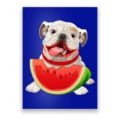 Funny English Bulldog Dog And Watermelon Slice Summer Vacation Gift Poster