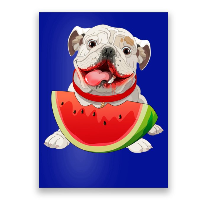 Funny English Bulldog Dog And Watermelon Slice Summer Vacation Gift Poster