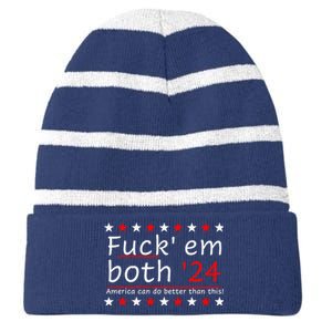 Fuck Em Both 24 America Can Do Better Than This Striped Beanie with Solid Band