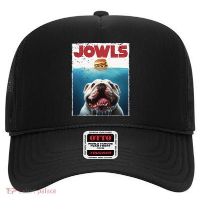 Funny English Bulldog Jowls British Bully Burger Dog Mom Dad High Crown Mesh Back Trucker Hat