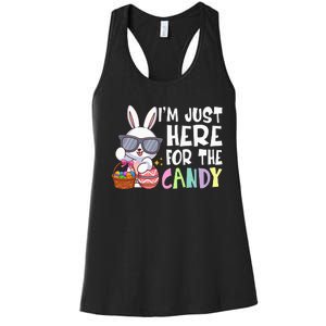 Funny Easter Bunny I'm Just Here For Easter Candy Women's Racerback Tank