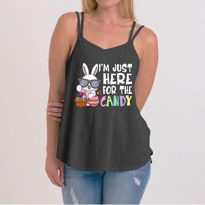 Funny Easter Bunny I'm Just Here For Easter Candy Women's Strappy Tank