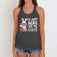 Funny Easter Bunny I'm Just Here For Easter Candy Women's Knotted Racerback Tank