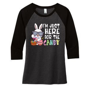 Funny Easter Bunny I'm Just Here For Easter Candy Women's Tri-Blend 3/4-Sleeve Raglan Shirt