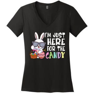 Funny Easter Bunny I'm Just Here For Easter Candy Women's V-Neck T-Shirt