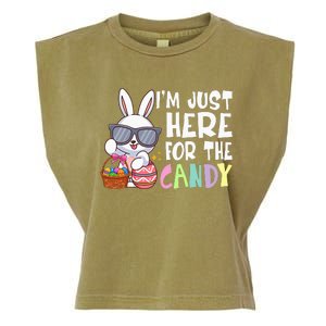 Funny Easter Bunny I'm Just Here For Easter Candy Garment-Dyed Women's Muscle Tee