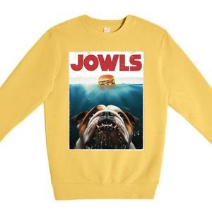 Funny English Bulldog Jowls Burger Bully Dog Mom Dog Dad Premium Crewneck Sweatshirt