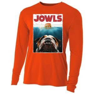 Funny English Bulldog Jowls Burger Bully Dog Mom Dog Dad Cooling Performance Long Sleeve Crew