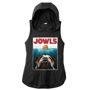 Funny English Bulldog Jowls Burger Bully Dog Mom Dog Dad Ladies PosiCharge Tri-Blend Wicking Draft Hoodie Tank