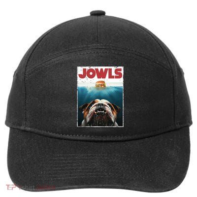 Funny English Bulldog Jowls Burger Bully Dog Mom Dog Dad 7-Panel Snapback Hat