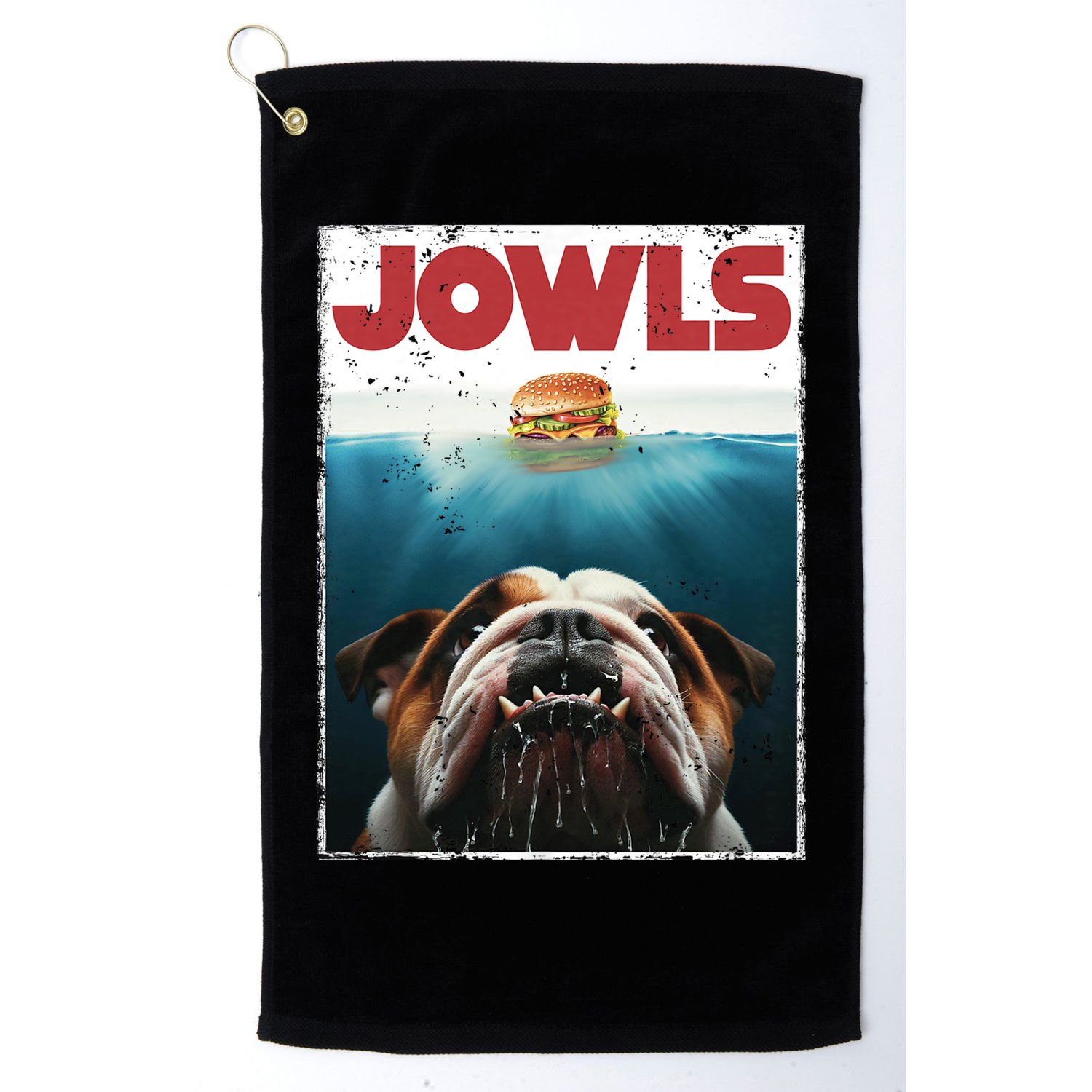 Funny English Bulldog Jowls Burger Bully Dog Mom Dog Dad Golf Towel