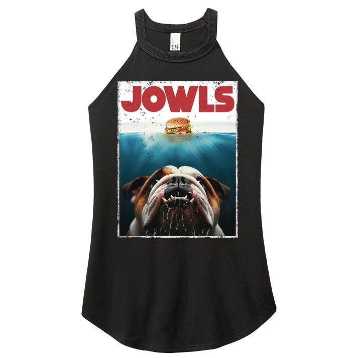 Funny English Bulldog Jowls Burger Bully Dog Mom Dog Dad Women's Perfect Tri Rocker Tank