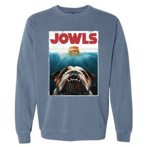 Funny English Bulldog Jowls Burger Bully Dog Mom Dog Dad Garment-Dyed Sweatshirt