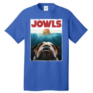 Funny English Bulldog Jowls Burger Bully Dog Mom Dog Dad Tall T-Shirt