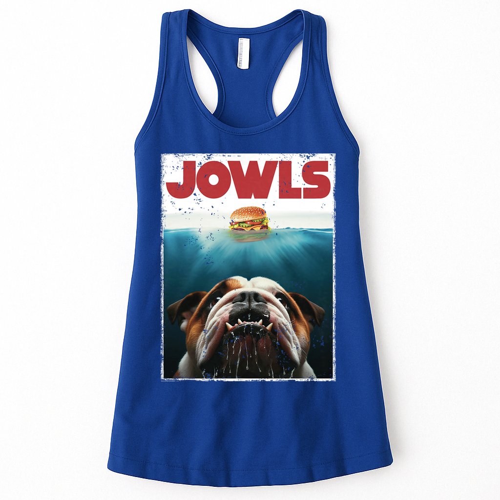 Funny English Bulldog Jowls Burger Bully Dog Mom Dog Dad Womens Tank Top