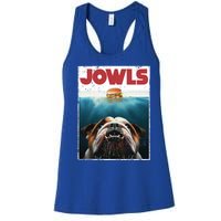 Funny English Bulldog Jowls Burger Bully Dog Mom Dog Dad Women's Racerback Tank