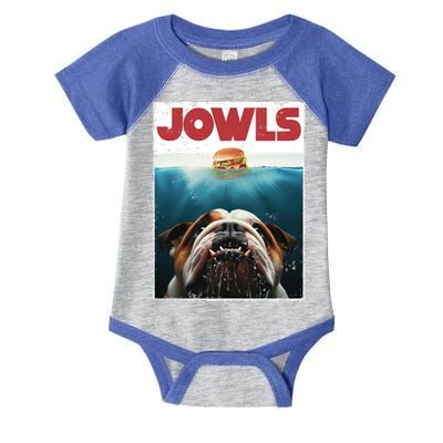 Funny English Bulldog Jowls Burger Bully Dog Mom Dog Dad Infant Baby Jersey Bodysuit