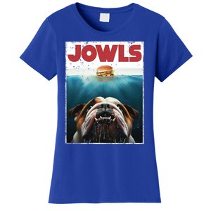 Funny English Bulldog Jowls Burger Bully Dog Mom Dog Dad Women's T-Shirt