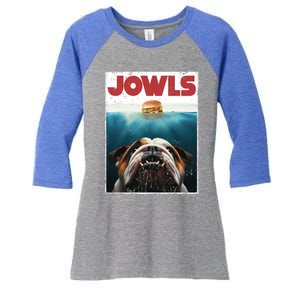 Funny English Bulldog Jowls Burger Bully Dog Mom Dog Dad Women's Tri-Blend 3/4-Sleeve Raglan Shirt