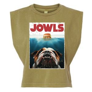 Funny English Bulldog Jowls Burger Bully Dog Mom Dog Dad Garment-Dyed Women's Muscle Tee