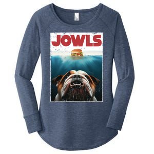 Funny English Bulldog Jowls Burger Bully Dog Mom Dog Dad Women's Perfect Tri Tunic Long Sleeve Shirt