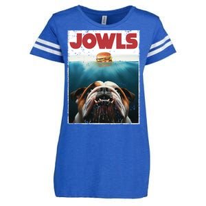 Funny English Bulldog Jowls Burger Bully Dog Mom Dog Dad Enza Ladies Jersey Football T-Shirt