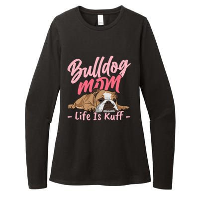 Funny English Bulldog Apparel Bulldog Mom Life Womens CVC Long Sleeve Shirt