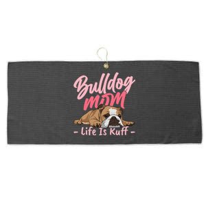 Funny English Bulldog Apparel Bulldog Mom Life Large Microfiber Waffle Golf Towel