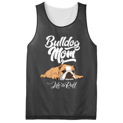 Funny English Bulldog Apparel Bulldog Mom Life Is Ruff Mesh Reversible Basketball Jersey Tank