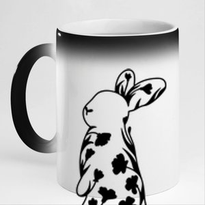 Floral Easter Bunny 11oz Black Color Changing Mug