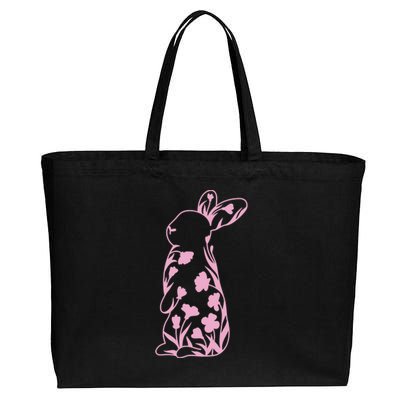 Floral Easter Bunny Cotton Canvas Jumbo Tote