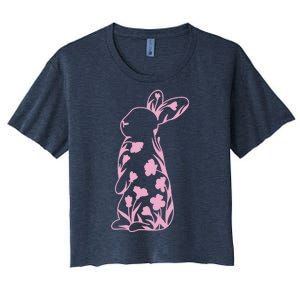 Floral Easter Bunny Women's Crop Top Tee