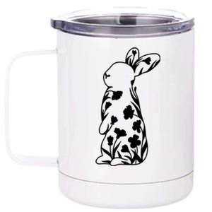 Floral Easter Bunny 12 oz Stainless Steel Tumbler Cup