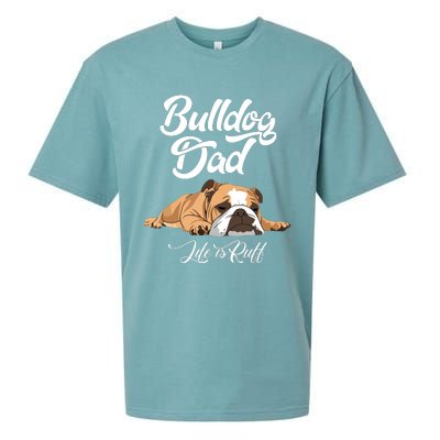 Funny English Bulldog T Bulldog Dad Life Is Ruff Sueded Cloud Jersey T-Shirt