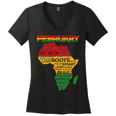 February Africa Black History Month Women's V-Neck T-Shirt