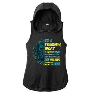 February Birthday Guy Has 3 Sides Sweet Funny Crazy  Ladies PosiCharge Tri-Blend Wicking Draft Hoodie Tank