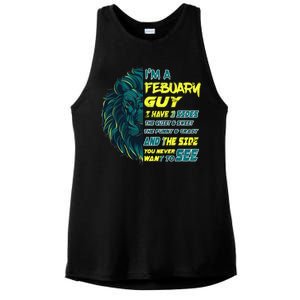 February Birthday Guy Has 3 Sides Sweet Funny Crazy  Ladies PosiCharge Tri-Blend Wicking Tank