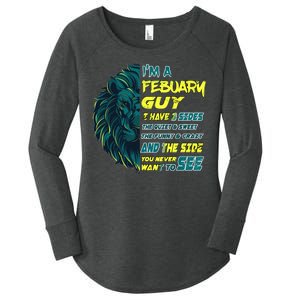 February Birthday Guy Has 3 Sides Sweet Funny Crazy  Women's Perfect Tri Tunic Long Sleeve Shirt