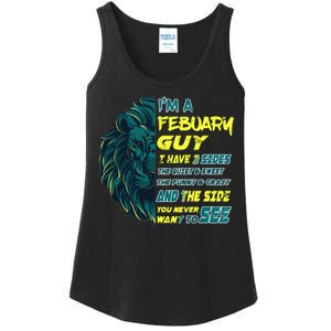 February Birthday Guy Has 3 Sides Sweet Funny Crazy  Ladies Essential Tank