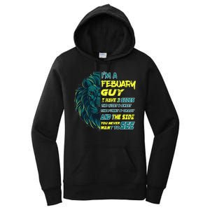 February Birthday Guy Has 3 Sides Sweet Funny Crazy  Women's Pullover Hoodie