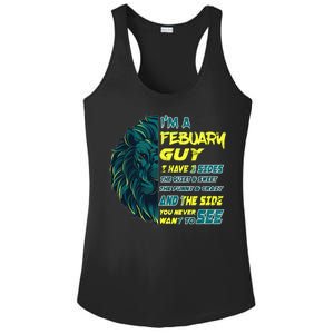 February Birthday Guy Has 3 Sides Sweet Funny Crazy  Ladies PosiCharge Competitor Racerback Tank