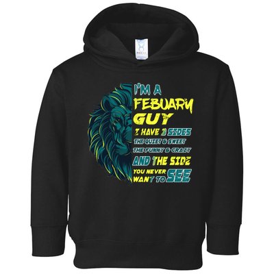 February Birthday Guy Has 3 Sides Sweet Funny Crazy  Toddler Hoodie