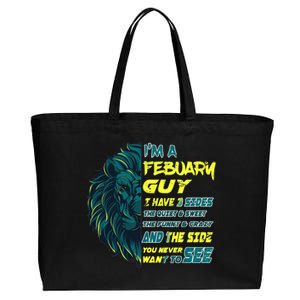 February Birthday Guy Has 3 Sides Sweet Funny Crazy  Cotton Canvas Jumbo Tote