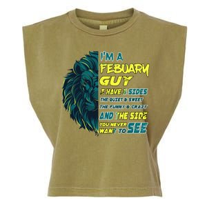 February Birthday Guy Has 3 Sides Sweet Funny Crazy  Garment-Dyed Women's Muscle Tee