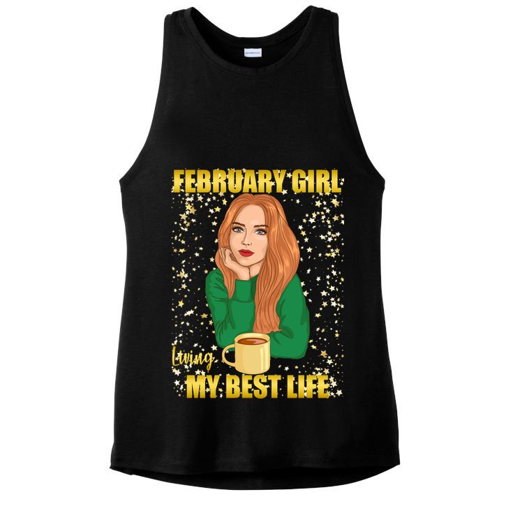 February Girl Living My Best Life Ladies PosiCharge Tri-Blend Wicking Tank
