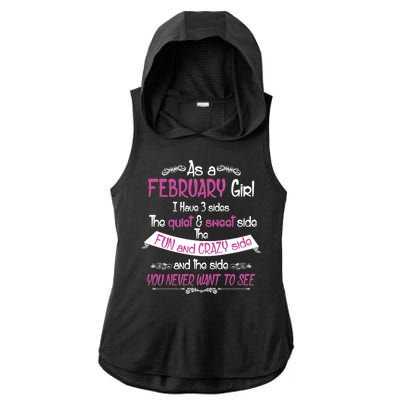 February Girl Sweet But Crazy Funny Birthday Ladies PosiCharge Tri-Blend Wicking Draft Hoodie Tank