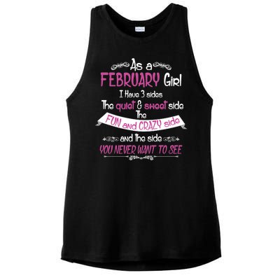 February Girl Sweet But Crazy Funny Birthday Ladies PosiCharge Tri-Blend Wicking Tank