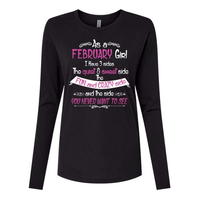 February Girl Sweet But Crazy Funny Birthday Womens Cotton Relaxed Long Sleeve T-Shirt