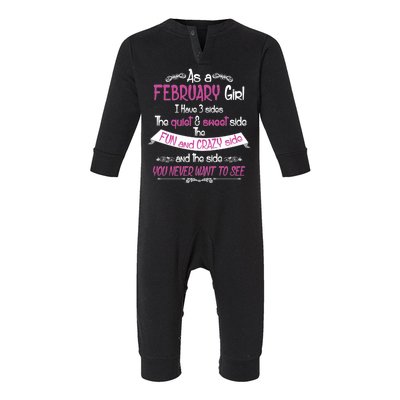 February Girl Sweet But Crazy Funny Birthday Infant Fleece One Piece