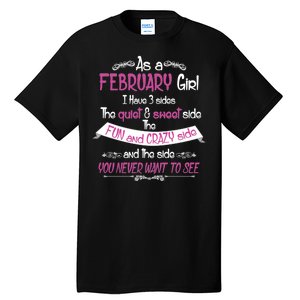 February Girl Sweet But Crazy Funny Birthday Tall T-Shirt